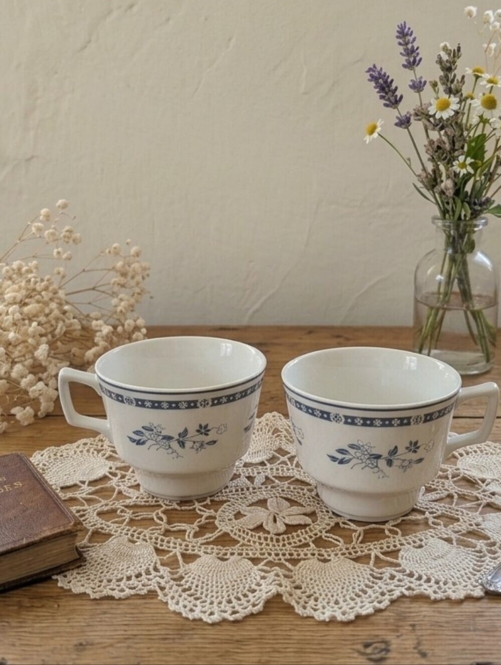 Vintage Royal Doulton Fine Bone China Tea Cups in the "Langdale" Pattern